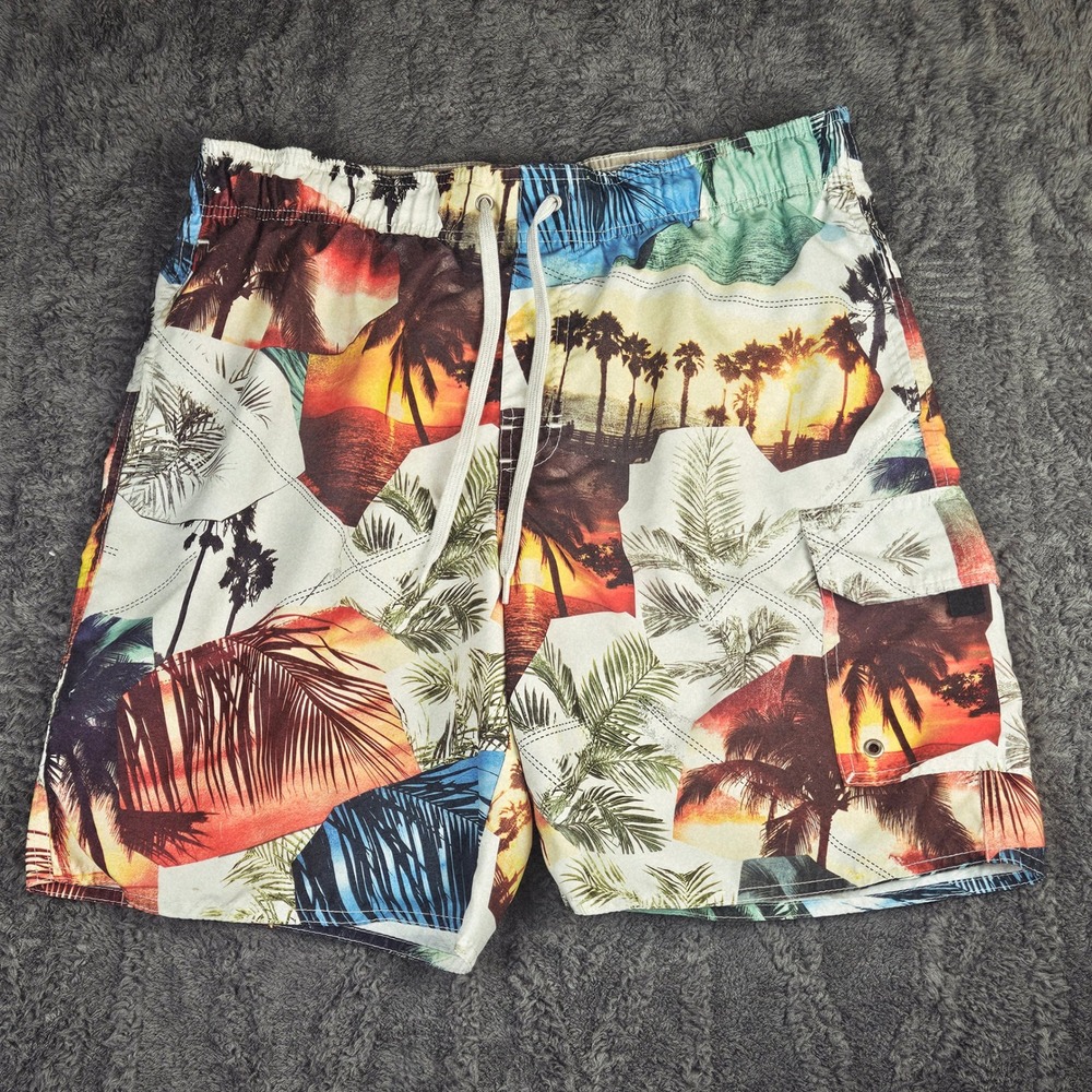 Croft & Barrow Board Shorts‎ Mens Size Small Palm Tree Beach Tropical Stretch